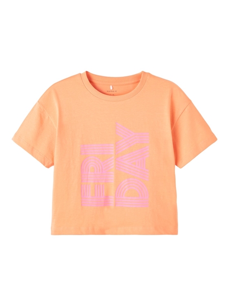 NAME IT Kort T-shirt Balone Orange Chiffon